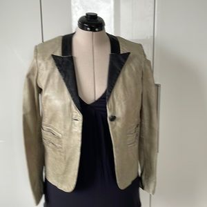 BLACK Rivet Leather Jacket Color-Green/Black Size-Small NWOT